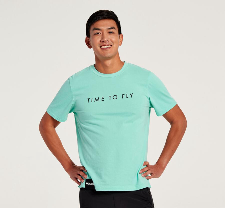 Hoka One One Brand - Men Tee - Mint,Australia BWO-027385